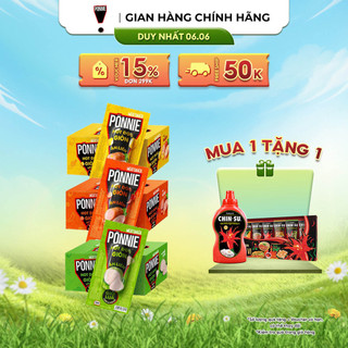 Combo 3 Ponnie Hot Dog Giòn Ăn Liền 3 Vị (Vị Giò Lụa, Vị Cay, Vị Bắp) 60 cây x 28G