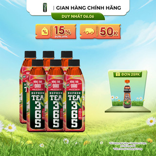 Hồng Trà BUPNON TEA365 Hương Đào - Lốc 6 Chai x 500ML