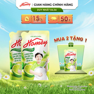 Combo 2 Sữa rửa chén Homey hương Chanh & Húng tây Túi 950gr