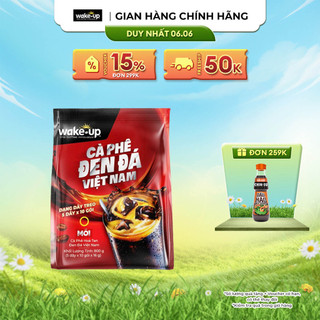 Wake-Up Cà Phê Hòa Tan Đen Đá Việt Nam - Túi 50 Gói x 16G