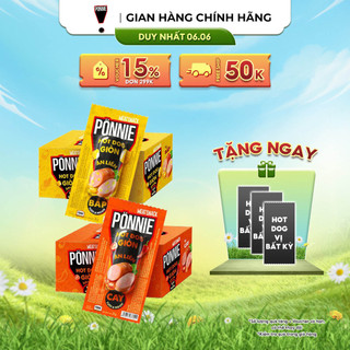 Combo 2 Hộp Ponnie Hot Dog Giòn Vị Bắp Và Vị Cay (2 Hộp 40 Cây x 28G)