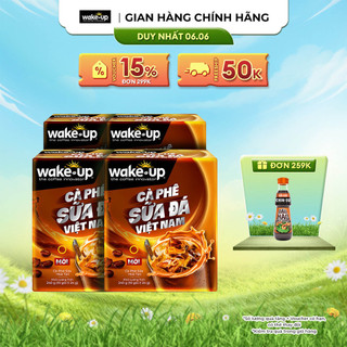 Combo 4 Cà phê hòa tan Wake Up Sữa Đá Hộp 10 gói x 24gr