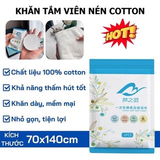 Khăn Tắm Nén Cotton Dùng Một Lần (70x140cm) - Khăn Tắm Du Lịch Dạng Viên Nén