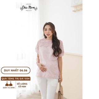 Áo bầu thô thêu, vai ren