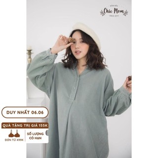 Váy bầu nhung dáng oversize