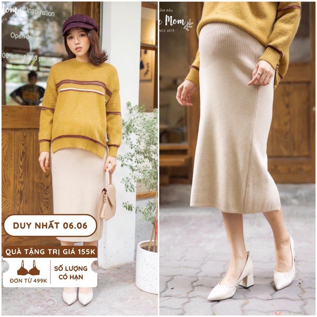 Chân váy bầu len, dáng ôm