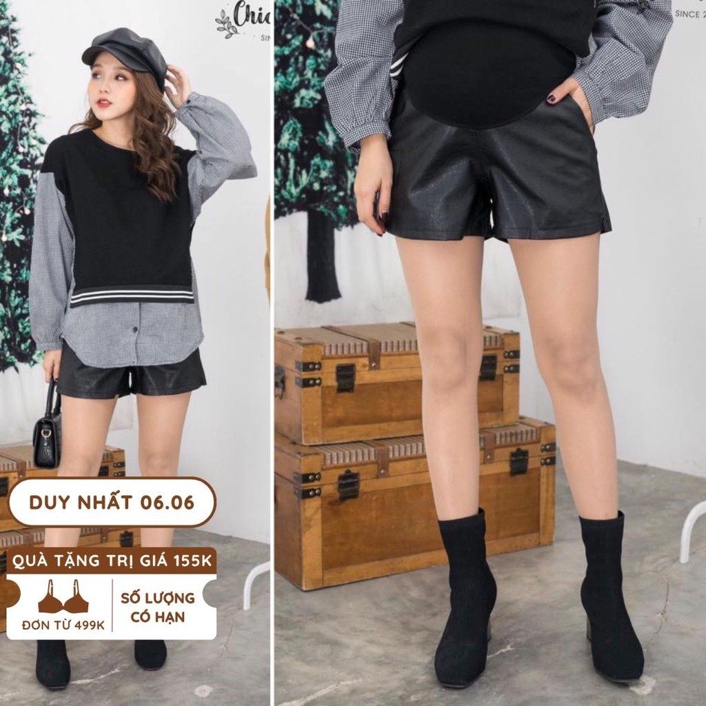 Quần short bầu da