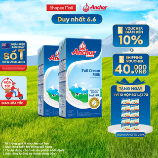  Combo 2 sữa tươi tiệt trùng Anchor nguyên kem hộp 1 lít