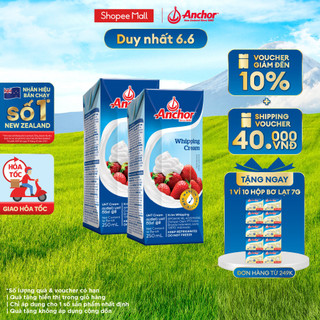  Combo 2 Kem sữa tươi tiệt trùng Anchor Whipping cream hộp 250ml
