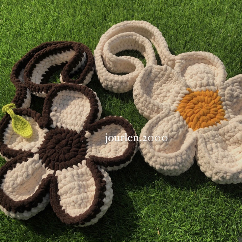 (CÓ SẴN) TÚI LEN BÔNG HOA HANDMADE, BLOOM FLOWER BAG