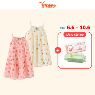 Đầm váy thô xòe hai dây trái tim bé gái Rabity đầm hai dây cho bé gái 954.001