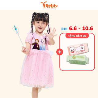 Đầm công chúa elsa cho bé váy elsa thô phối voan hình ngắn tay bé gái Rabity 550.005