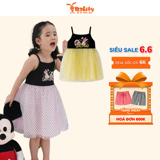 Váy hai dây chấm bi Minnie bé gái Rabity đầm sát nách phối lưới siêu mềm nhẹ an toàn cho da trẻ em 5695