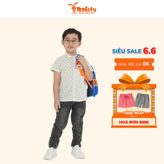 Áo sơ mi ngắn tay bé trai Rabity x Elle Kids 14-37kg chất cotton mềm mịn thanh lịch đi học đi chơi 82030