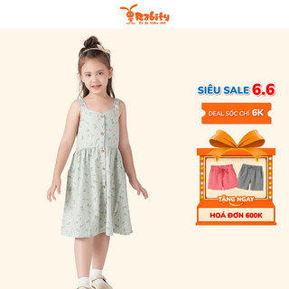 Đầm thô hoa hai dây bé gái Rabity chất cotton mềm nhẹ mặc mùa hè thoáng mát 92238