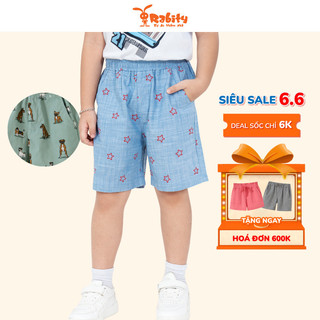 Quần sooc thô bé trai Rabity in hình ngộ nghĩnh dễ mặc mọi lúc mọi nơi quần short đi học cho bé 93146