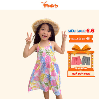 Đầm hoa nhí ngắn tay bé gái Rabity họa tiết dễ thương màu sáng thiết kế thoải mái cho trẻ em mặc mùa hè 92304