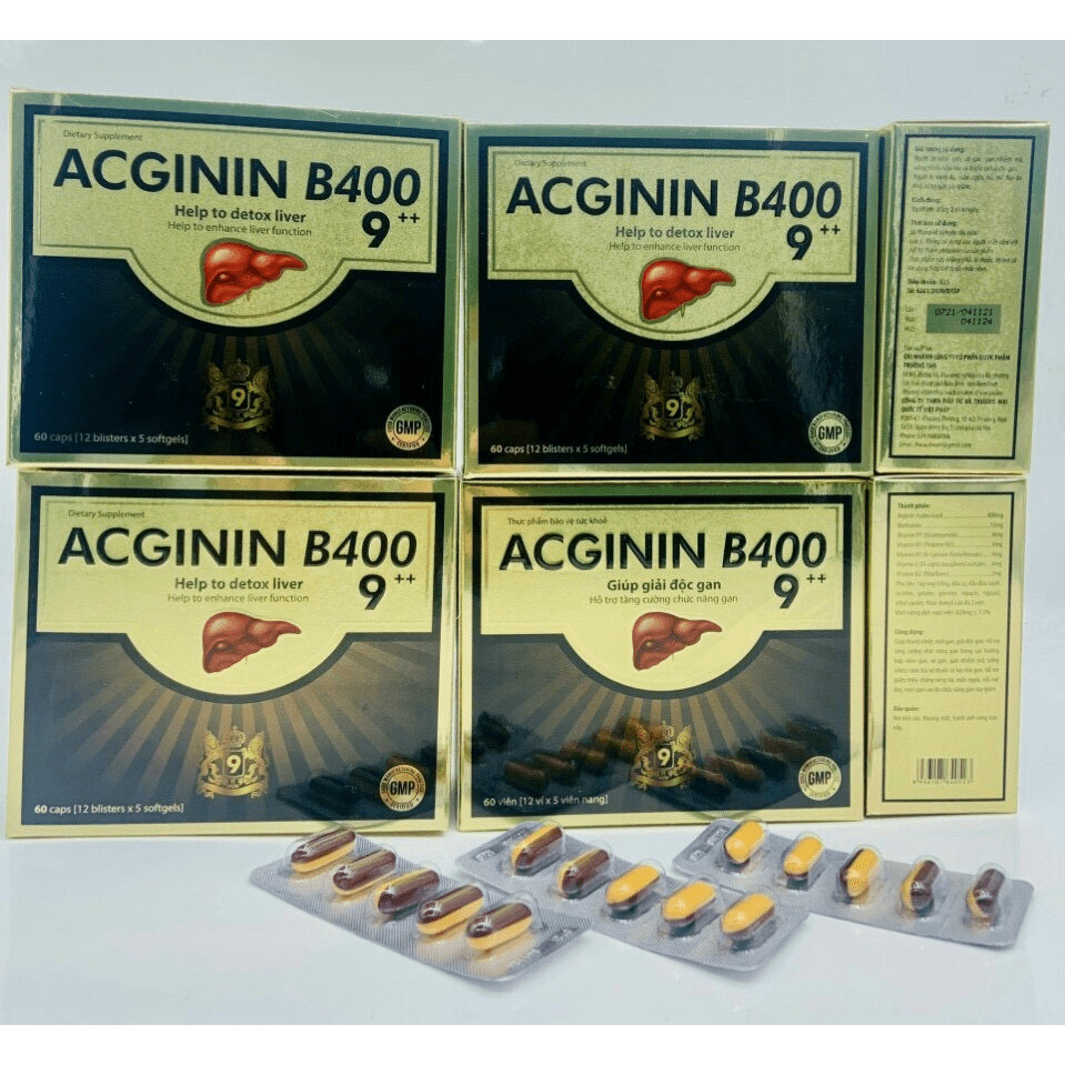 Arginin Acginin B400  hỗ trợ bổ gan, mát gan, hạ men gan Tăng cường chức năng gan