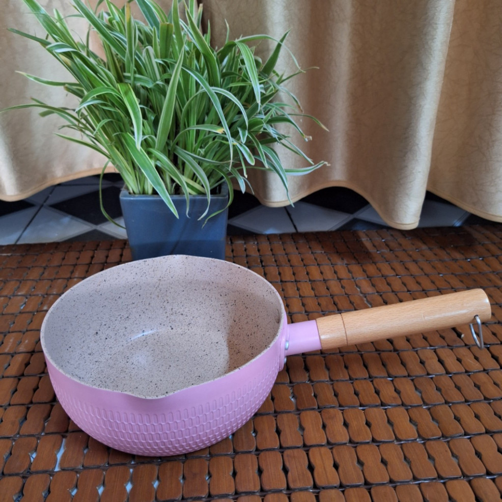 Chảo chống dính bếp từ sâu lòng vân đá 18cm, Chảo quánh nấu bột chống dính tôt nhiều màu cán gỗ cao cấp