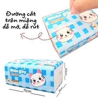 Combo 30 Gói Giấy Ăn Con Mèo Trắng HANKY 300 tờ 4 Lớp Gói Siêu Dai Mềm Mại An Toàn Cho Da