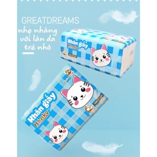 Một Gói Giấy Ăn Con Mèo HANKY Giấy Lụa HANKY 1 Gói 300 Tờ 4 Lớp Siêu Dai Mềm Mại An Toàn Với Da Em Bé
