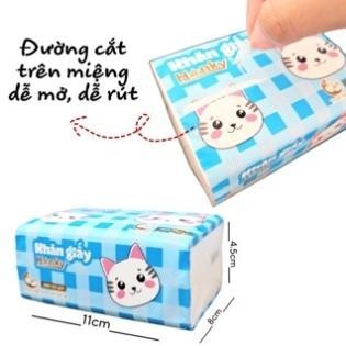 Combo 10 Gói Giấy Ăn Con Mèo Trắng HANKY 300 Tờ 4 Lớp 1 Gói Siêu Dai Mềm An Toàn Cho Da
