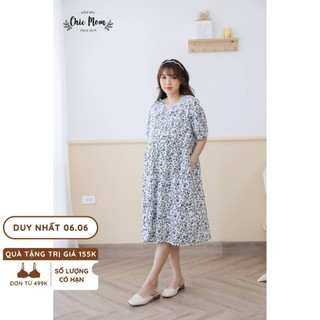 Váy bầu bbd, hoa nhí đen trắng