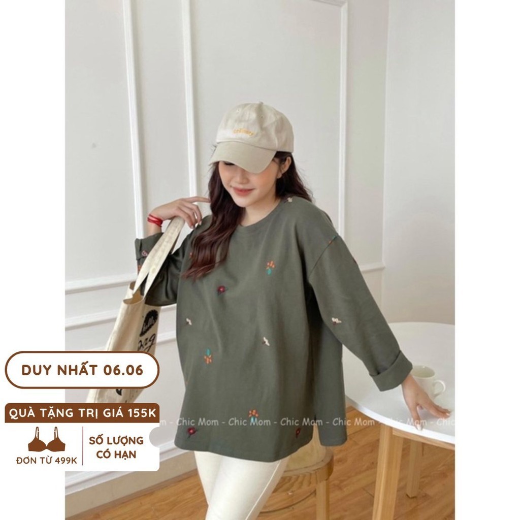 Áo pull bầu thêu hoa