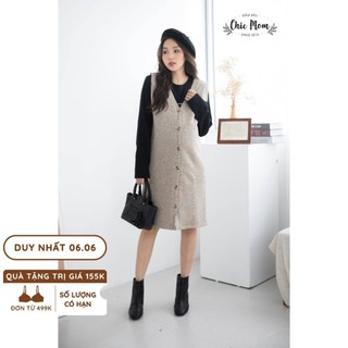 Váy bầu gile len, mặc được 2 mặt