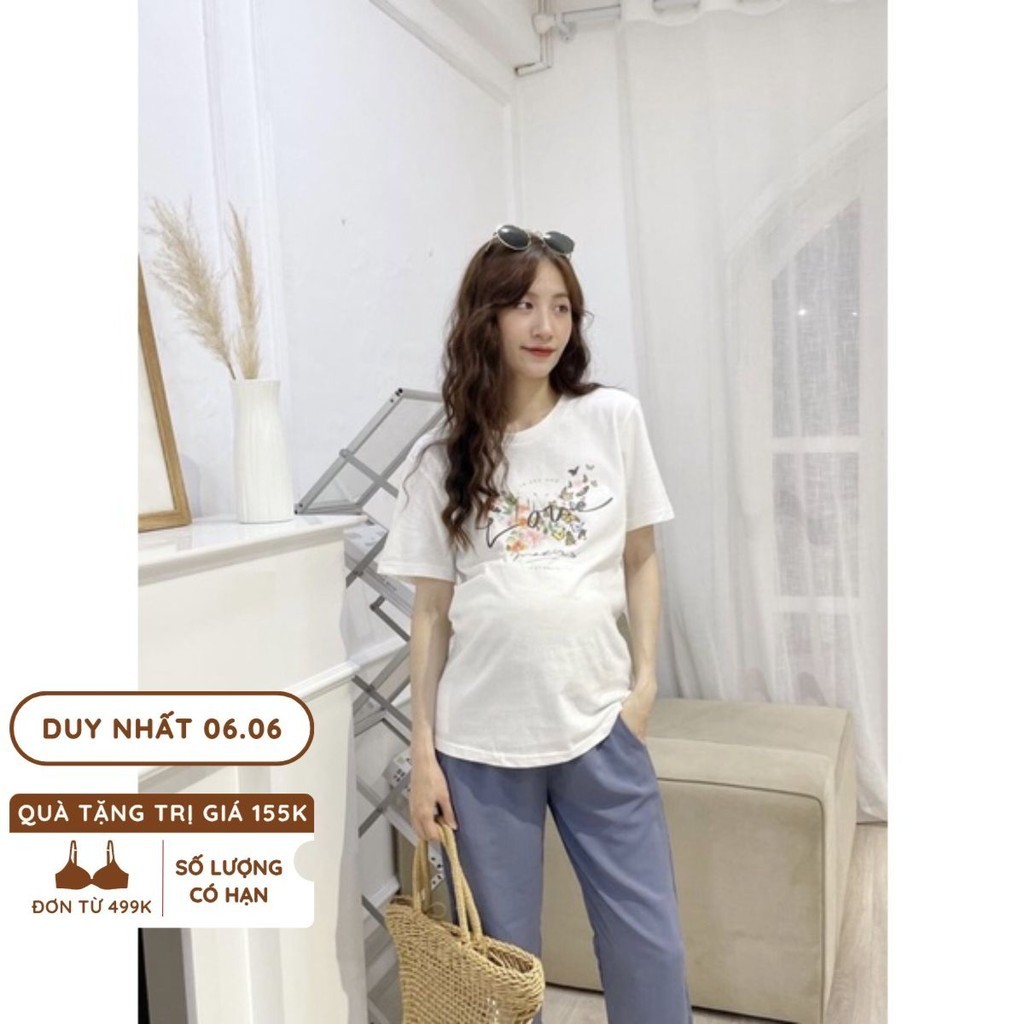 Áo bầu pull in hoa nhỏ