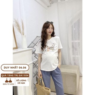 Áo bầu pull in hoa nhỏ