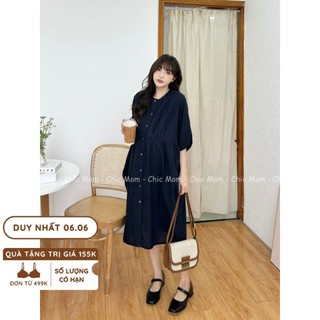 Váy Bầu babydoll thô trơn tay raglag