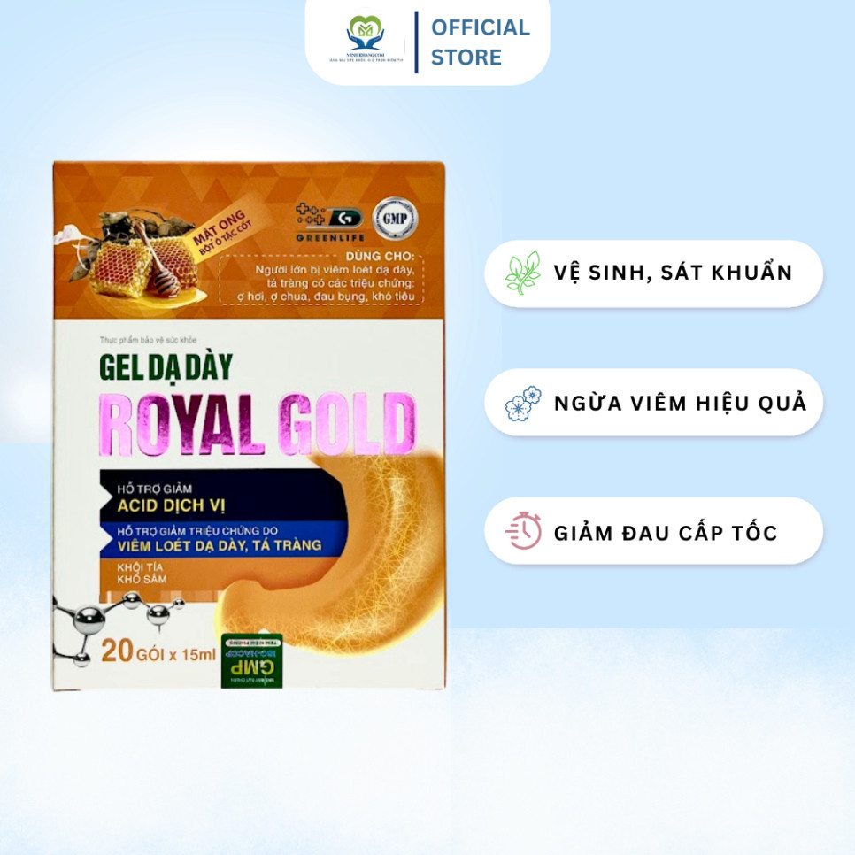 Gel uống dạ dày Royal Gold giảm nguy cơ viêm loét dạ dày tá tràng, bảo vệ niêm mạc dạ dày