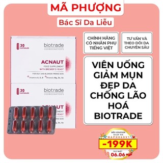 Viên uống giảm mụn đẹp da chống lão hoá Biotrade Acnaut Food Supplement