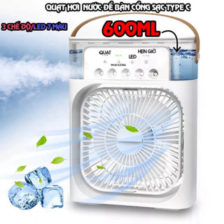 Quạt đá điều hòa hơi nước mini để bàn , quạt điều hòa mini phun sương có khay chứa đá 600ml