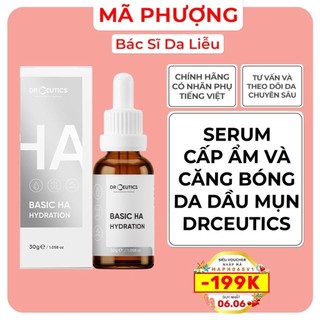 Serum cấp ẩm và căng bóng da dầu mụn drceutics basic ha hydration