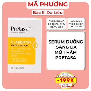 Serum Sáng da mờ thâm Pretasa vitamin C Arbutin VÀNG - Hàng Chính Hãng - Dược Mỹ Phẩm Bác Sĩ Mã Phượng