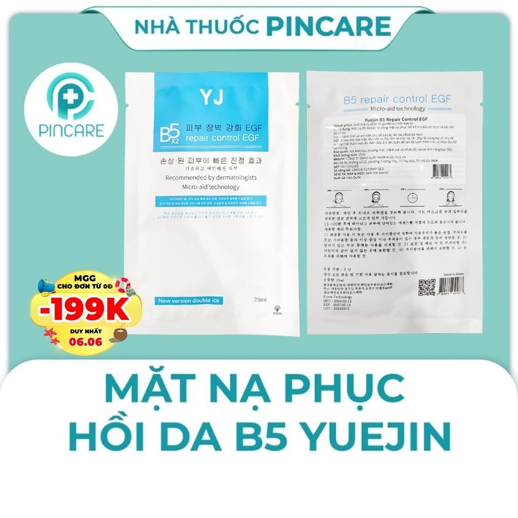 Mặt Nạ B5 Yuejin Hàn Quốc Phục Hồi Cấp Ẩm Da - Hàng Chính Hãng - Nhà Thuốc Pincare