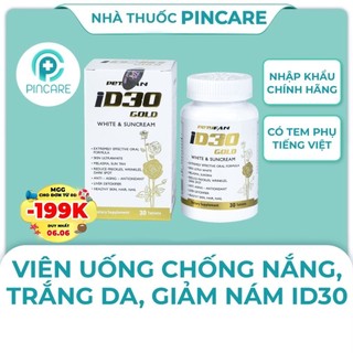 Viên uống trắng da chống nắng PETYFAN ID30 Gold White Suncream - Hàng chính hãng - Nhà thuốc PinCare.