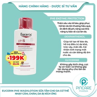 Sữa Tắm Cho Da Nhạy Cảm Eucerin pH5 Washlotion 200ml - Hàng chính hãng - Nhà thuốc PinCare