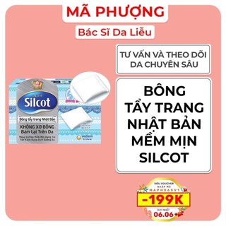 Bông tẩy trang Silcot Unicharm Nhật Bản 82 miếng/hộp (Xanh dương) - Hàng chính hãng - Dược mỹ phẩm bác sĩ Mã Phượng