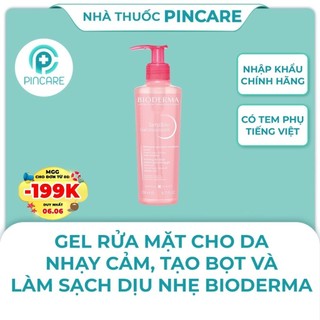 Sữa rửa mặt cho da nhaỵ cảm Bioderma Sensibio Gel Moussant (hồng) 200ml - Có bill chính hãng - Nhà thuốc PinCare