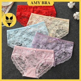Quần lót ren lưới mềm mịn xuyên thấu - quần lót nữ đính nơ cạp vừa quyến rũ amybra l104