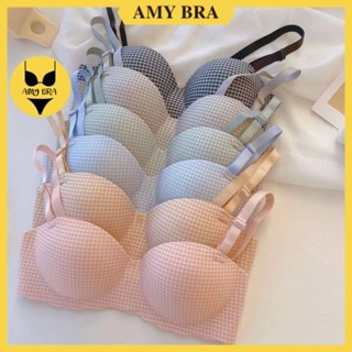 Áo Ngực Su Kẻ Ca Rô Mút Vừa Thông Hơi, Áo Lót Nữ Không Gọng Cúp Ngang, Nâng Ngực Đẹp AMYBRA A923