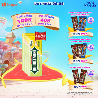  Combo 4 hộp viên ngậm không đường Doublemint hương chanh 35 viên