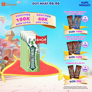  Combo 4 hộp viên ngậm không đường Doublemint hương bạc hà lục 35 viên