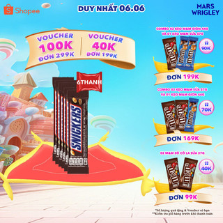 Combo 6 Kẹo Sô Cô La Snickers thanh 35g
