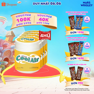 Combo 4 Kẹo Sing-Gum Cool Air Hương Bạc Hà - Mật Ong, Chanh Hũ Lớn 100 Viên