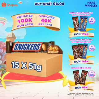 Combo 15 thanh kẹo Sô Cô la Snickers thanh 51g
