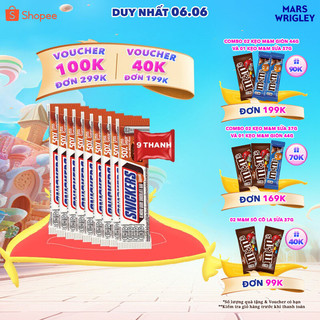 Combo 9 Kẹo Sô Cô La Snickers Hạnh nhân Giảm đường thanh 40g
